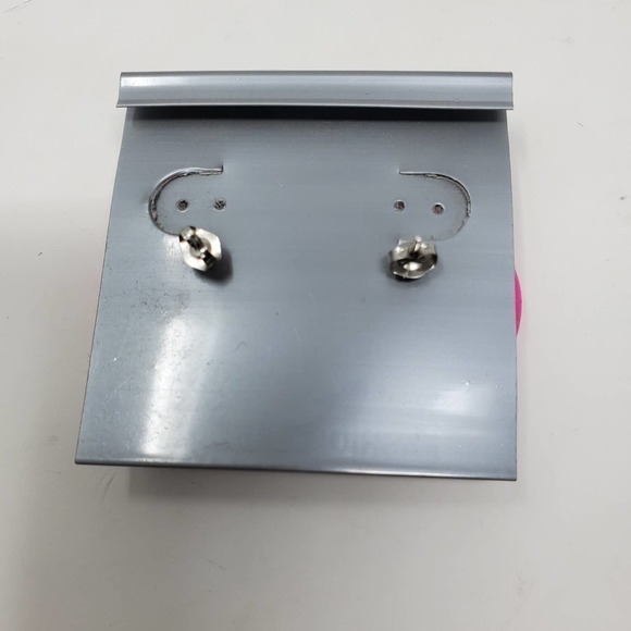 Vintage Elite Round Pink Art Deco Pierced Fashion Earrings 80's Vibe - Picture 2 of 4